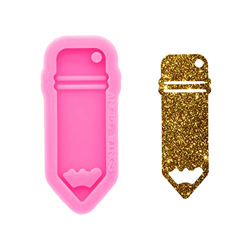 Angel Wings Shiny Glossy Pencil Shape Silicone Molds Making Keychain Polymer Clay Mold Necklace Epoxy Resin Jewellery Silicone Mold Resin Crafting Molds for Keychains Mold - Image 1