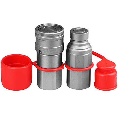 Zinger 3/4" SAE Skid Steer Bobcat Flat Face Hydraulic Quick Connect Couplers with Dust Caps,The Universal Quick Disconnect Coupler Bobcat Case/New Holland, Kubota - Image 1