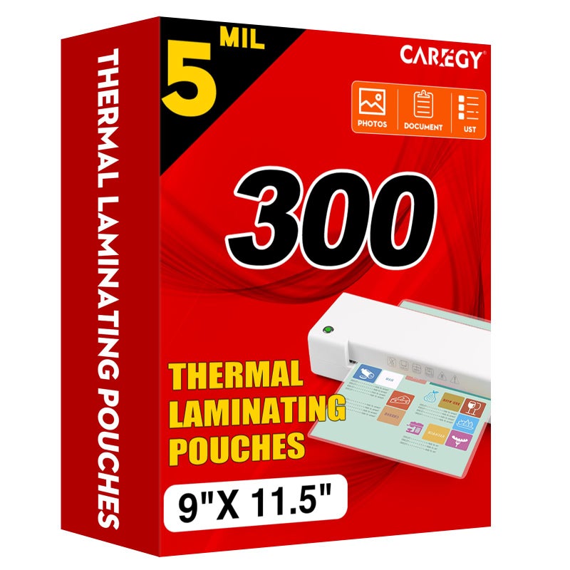 CAREGY 300 Pack Laminating Sheets, Holds 8.5 x 11 Inch Sheets,5 Mil Thermal Laminating Pouches,9 x 11.5 Inches Lamination Sheet Paper for Laminator, Clear, Letter Size, Office and School Supplies - Image 1