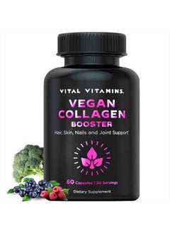 VITAL Vegan Collagen Booster - Plant Supplements - Supports Hair, Skin, Nails And Joints with Hyaluronic Acid - 60 Capsules  - Image 1
