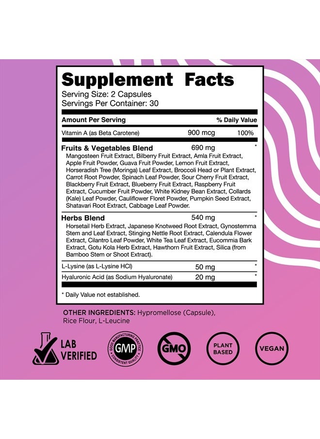 VITAL Vegan Collagen Booster - Plant Supplements - Supports Hair, Skin, Nails And Joints with Hyaluronic Acid - 60 Capsules  - Image 5