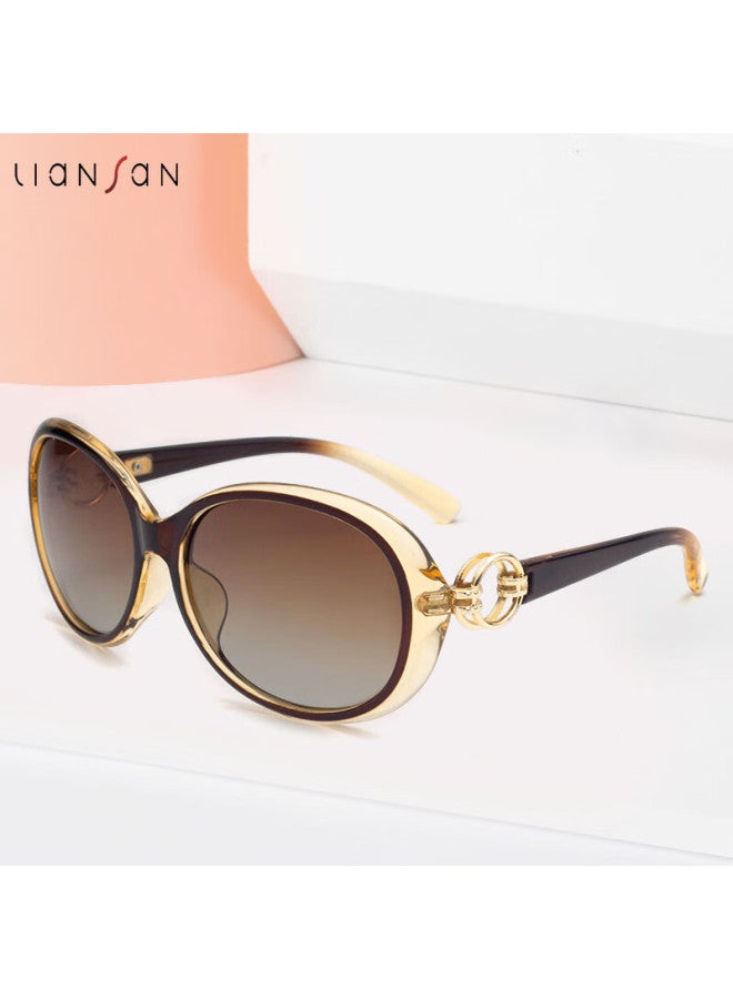 Lianshang Polarized Sungl, Uv Protection, Large Frame, Face-slimming, Women's Fashion Gl, Driving Gl, 3113