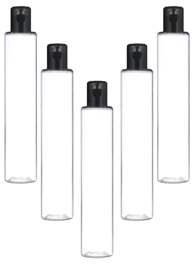 Thinqkart Select 200ml Empty Clear Round Bottle with Black Flip Top Cap,Multipurpose Reusable Container for Hair Oils, Shampoo, Conditioner, Lotion, Medicated Oil and Sanitizer (PACK OF 5) - Image 1