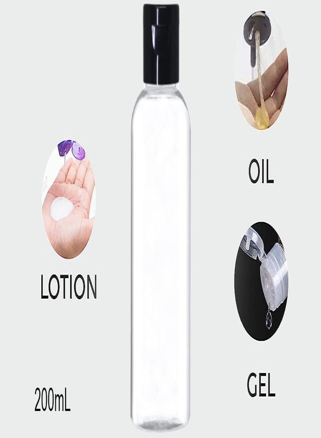 Thinqkart Select 200ml Empty Clear Round Bottle with Black Flip Top Cap,Multipurpose Reusable Container for Hair Oils, Shampoo, Conditioner, Lotion, Medicated Oil and Sanitizer (PACK OF 5) - Image 3
