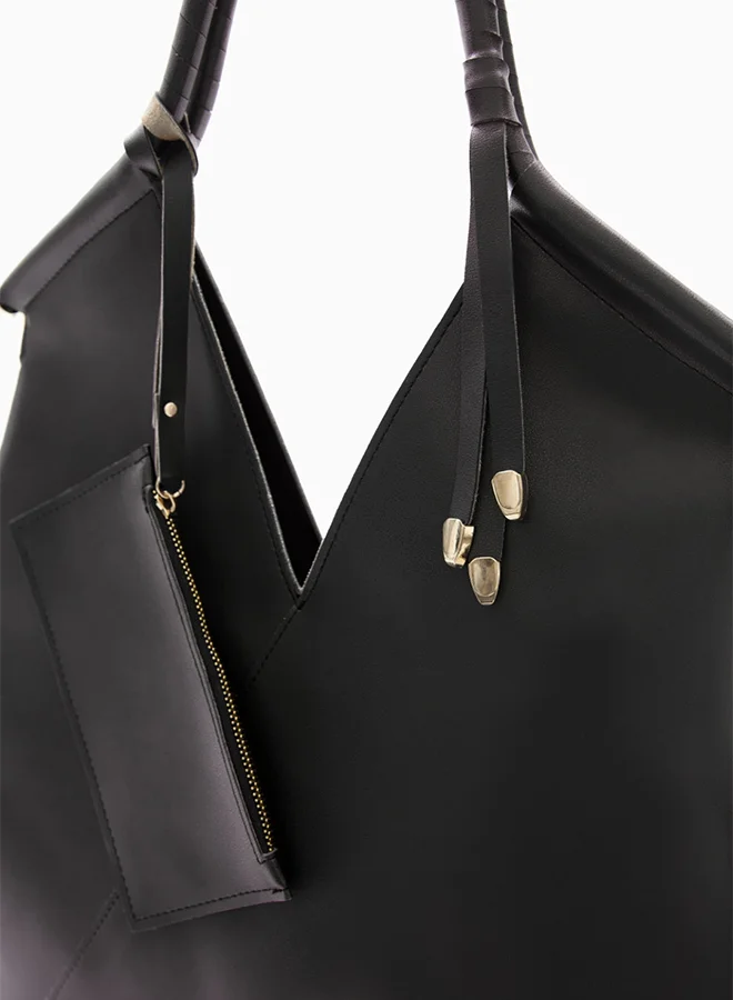 Wecre8 Black V-Cut Tote Bag