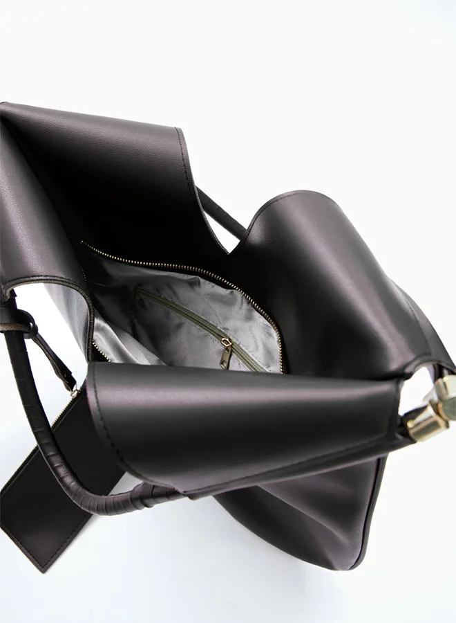 Wecre8 Black V-Cut Tote Bag