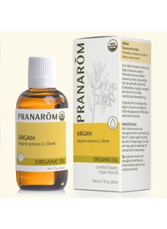 Pranarom  USDA Certified Organic Moroccan Argan Virgin Plant Oil  2 fl oz Glass Bottle  Mositurize Protect  Nourish  Hair Skin  Nails