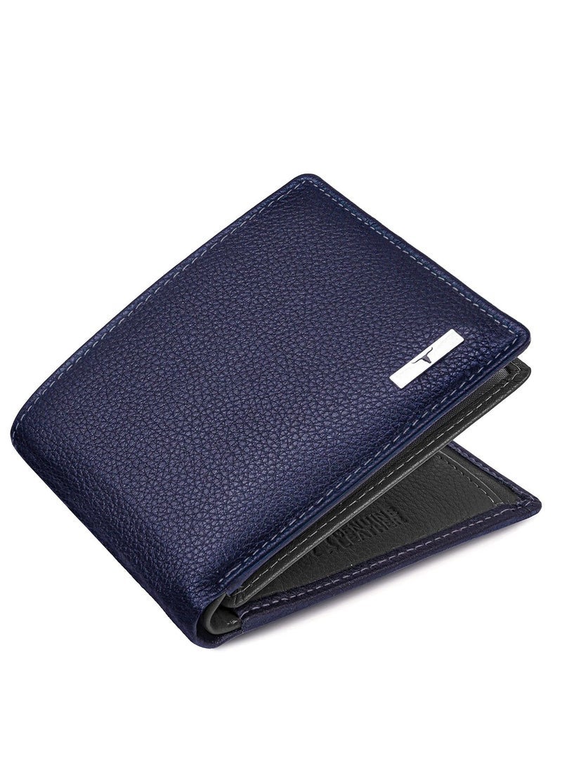 URBAN FOREST Kyle Blue/Grey Leather Wallet for Men - Image 1