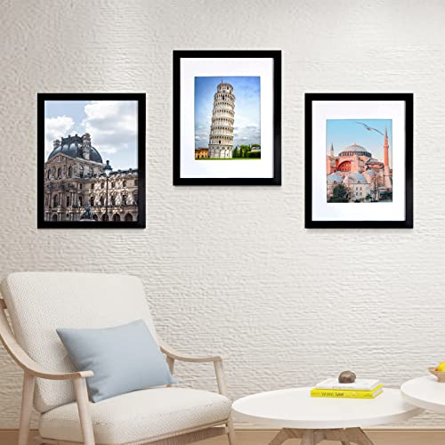 SESEAT 11x14 Picture Frame Set of 10, Display Pictures 8x10 With mat or 11x14 Prints Without Mat, Wall Mounting,Black - Image 4