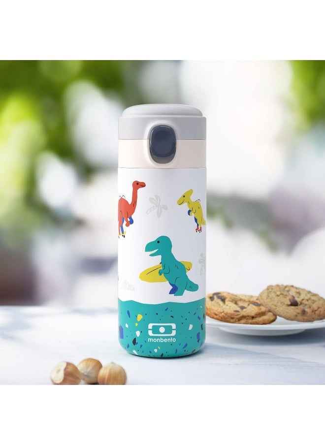 monbento - monbento - Dino Blue Pop Kids Insulated Water Bottle - Insulated Bottle for Children 360ml - Insulated up to 12h Hot/Cold Drinks - Ideal for School/Hiking - BPA Free - Dinosaurs - Image 1