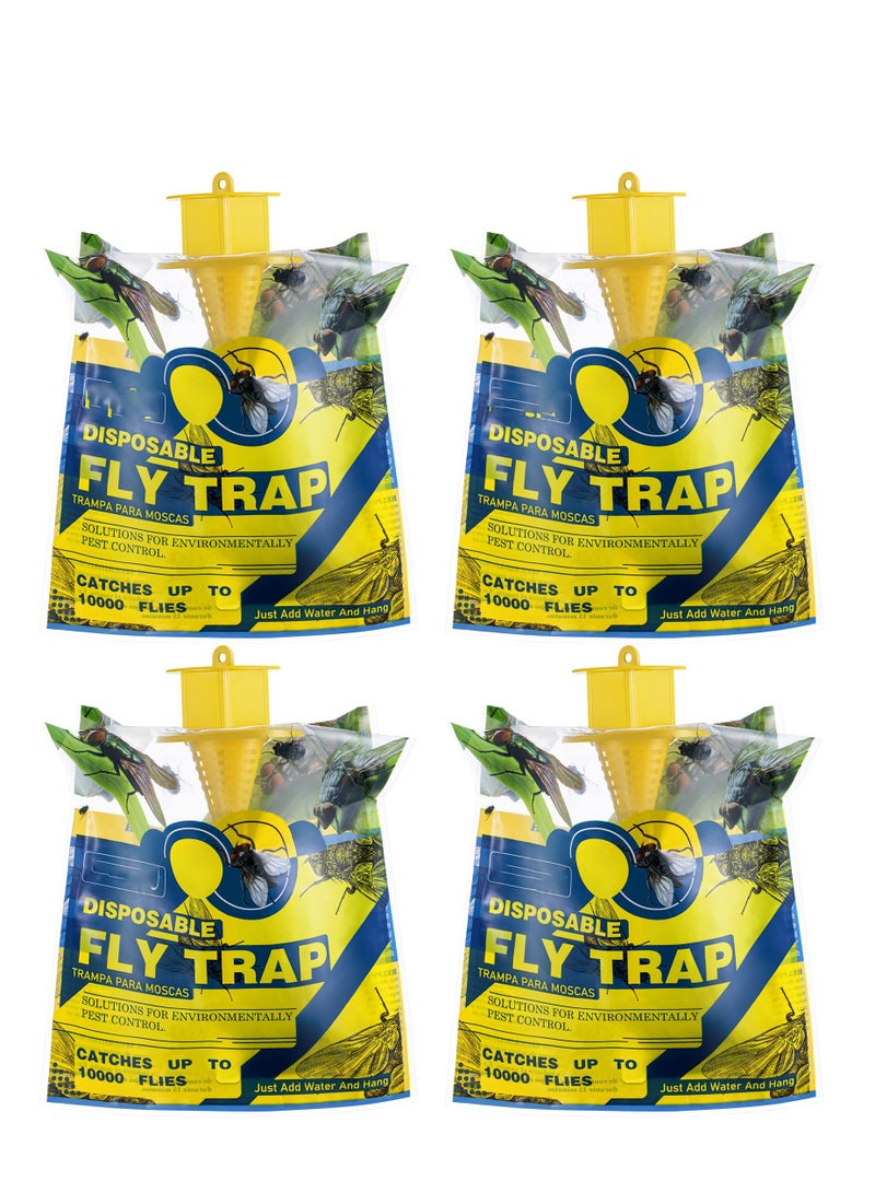 Generic 4 Pack Outdoor Hanging Fly Traps Disposable Fly Killer Trap Bag Catcher for Outside Farms Pastures Chicken Coops Stables Barns Horse Garbage Cans Garbage Ponds Yard Backyard Patio  - Image 1