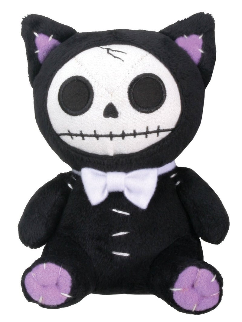 SUMMIT COLLECTION Furrybones Black Cat Mao Mao Wearing White Bow Tie Small Plush Doll