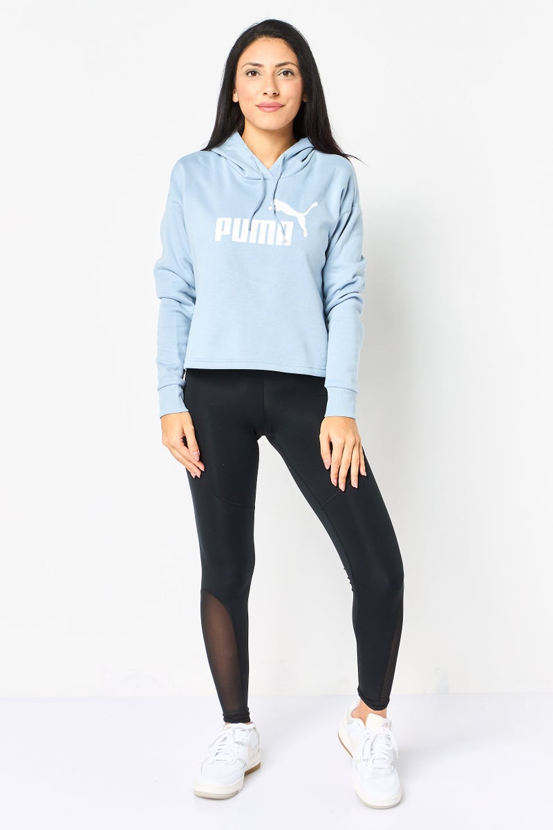 PUMA هودي قصير بأكمام طويلة للنساء بتصميم مريح، أزرق فاتح - Image 2