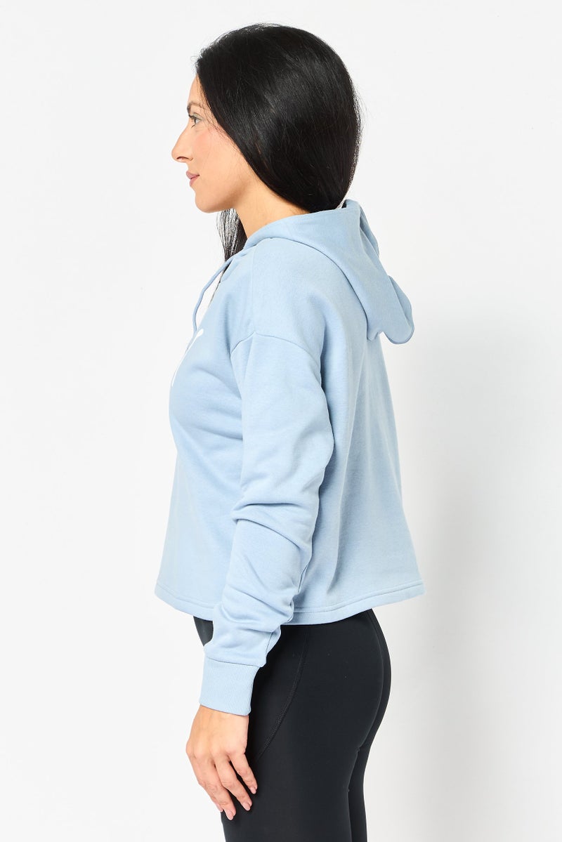PUMA هودي قصير بأكمام طويلة للنساء بتصميم مريح، أزرق فاتح - Image 3