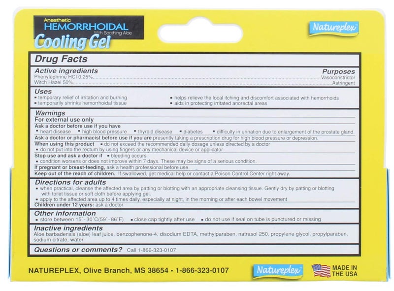 Natureplex Anesthetic Hemorrhoidal Cooling Gel 0.9â€¯oz (2 Pack) â€“ Witch Hazel & Phenylephrine, Soothing Aloe Formula for Temporary Itching, Burning & Swelling Relief - Made in USA - Image 2