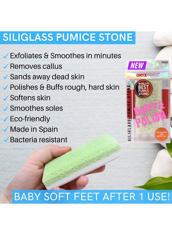Onyx Professional Onyx Professional 2 in 1 Pumice Stone, 100% Siliglass Callus Remover for Feet, Elbows, Knees, Dead Skin, Heels, Hands, Foot File Scrubber Exfoliator Removes Hard, Rough, Dry Skin (2 Pack)  - Image 2