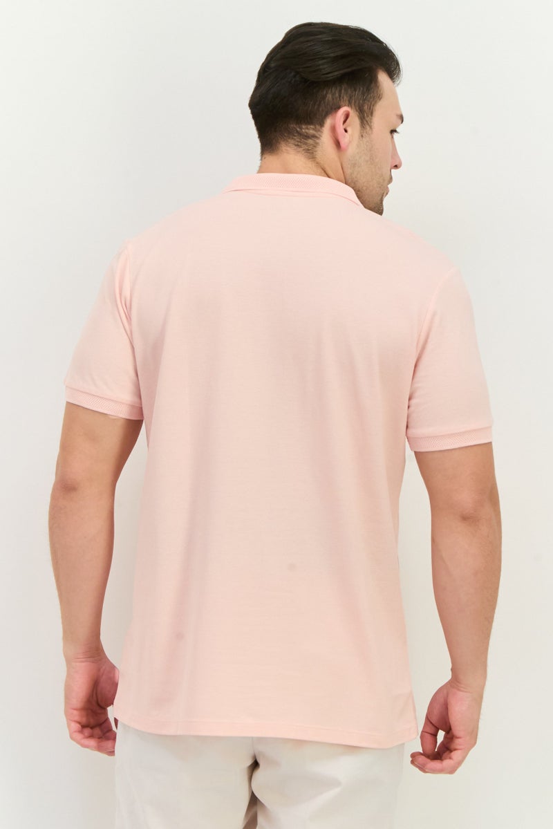 Riders By Lee Men Regular Fit Solid Short Sleeves Polo Shirt, Light Pink - Image 3