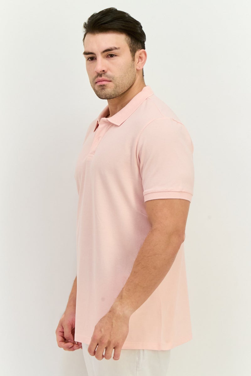 Riders By Lee Men Regular Fit Solid Short Sleeves Polo Shirt, Light Pink - Image 2