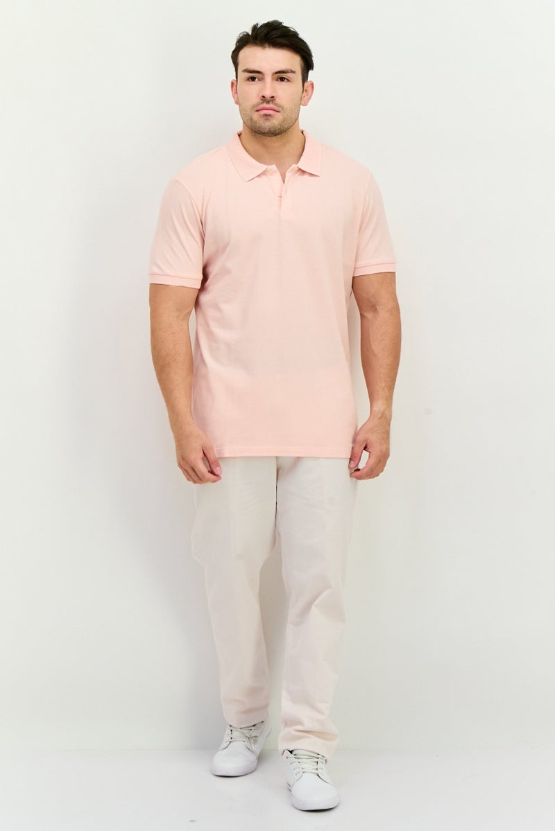 Riders By Lee Men Regular Fit Solid Short Sleeves Polo Shirt, Light Pink - Image 4