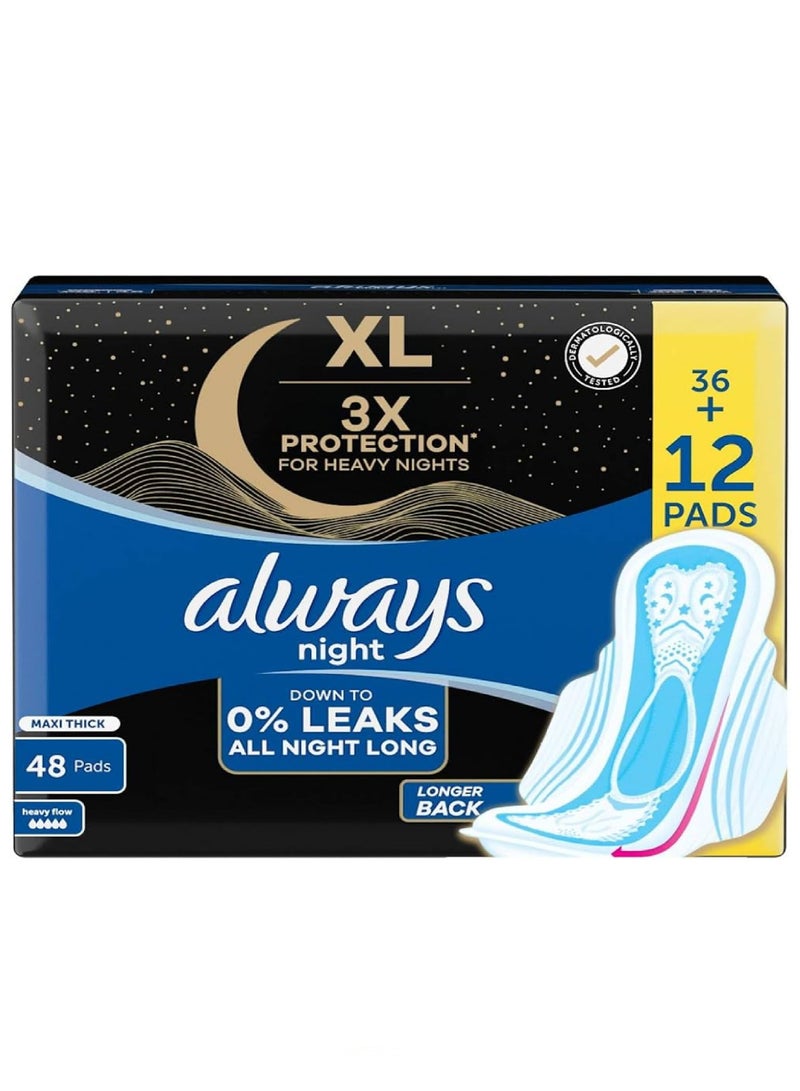 Always Night 0% Leaks All Night Long 48 Pads