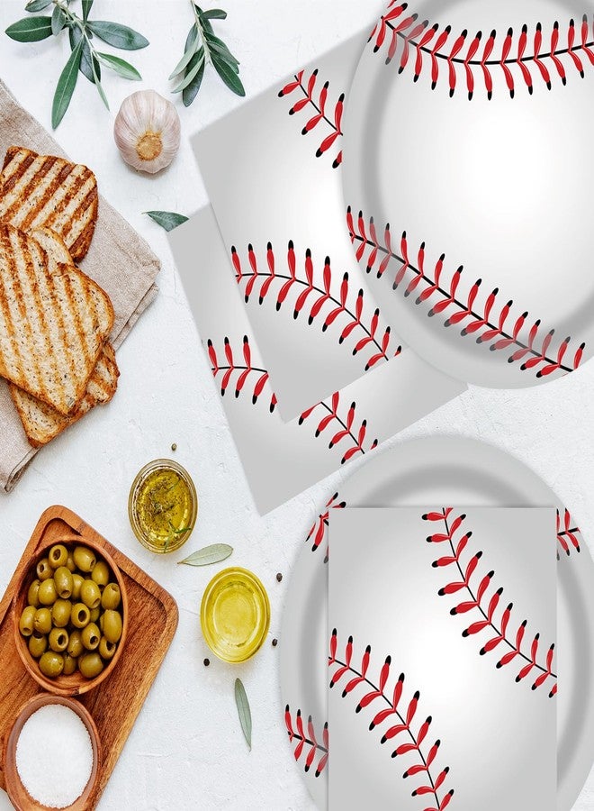 LDFDRT 40 Pcs Baseball Party Dessert Plates and Napkins Sets 9" Paper Plates and 6.5" Napkins Party Supplies Tableware Decoration For Birthday Picnic - Image 2