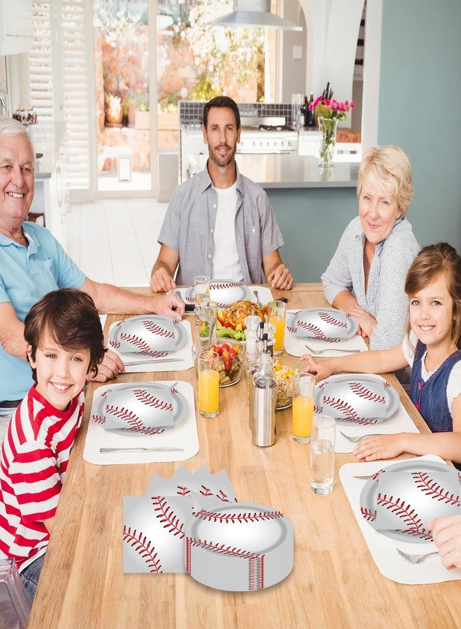 LDFDRT 40 Pcs Baseball Party Dessert Plates and Napkins Sets 9" Paper Plates and 6.5" Napkins Party Supplies Tableware Decoration For Birthday Picnic - Image 3