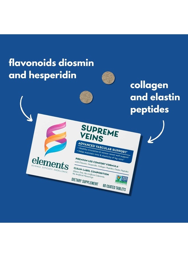 Elements Supreme Veins - Dietary Supplement, Supports Healthy Circulation And Elasticity In Leg Veins With Diosmin, Hesperidin, 60 Tablets (60 Servings) - Image 4