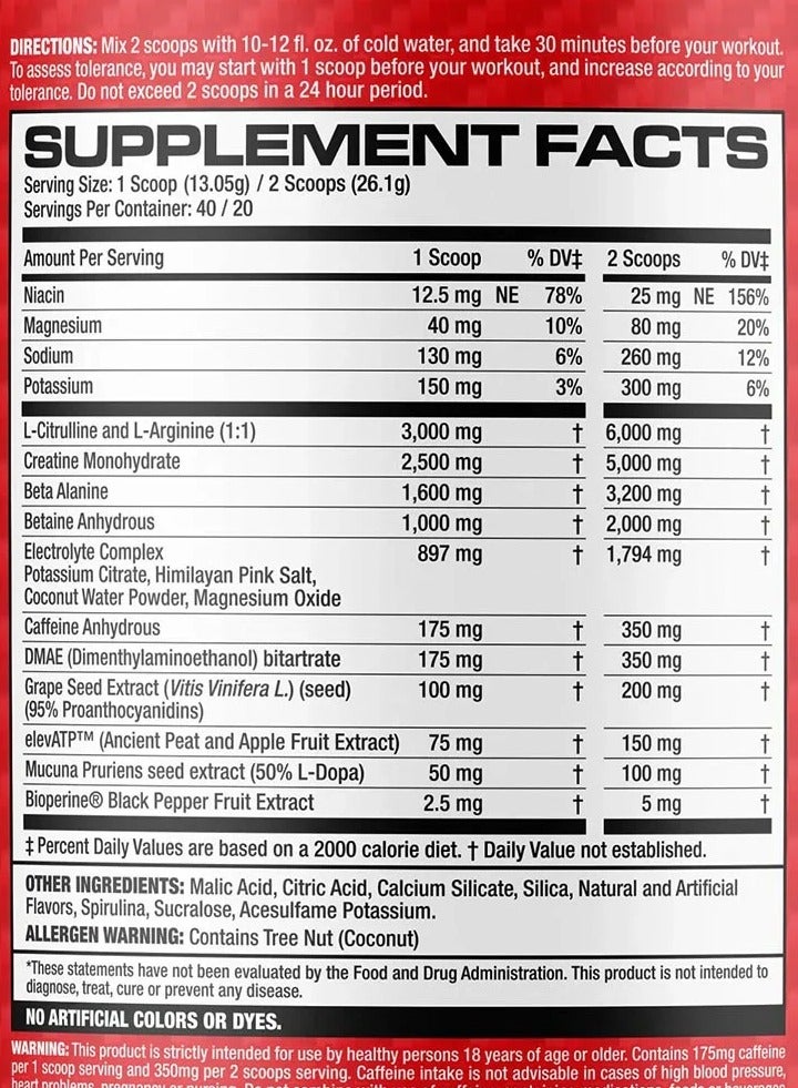 ماسيلميدز MuscleMeds NITRO LIFT قبل التمرين، قوة وأداء، مشروب أزرق سلاش 1.14 رطل - Image 2