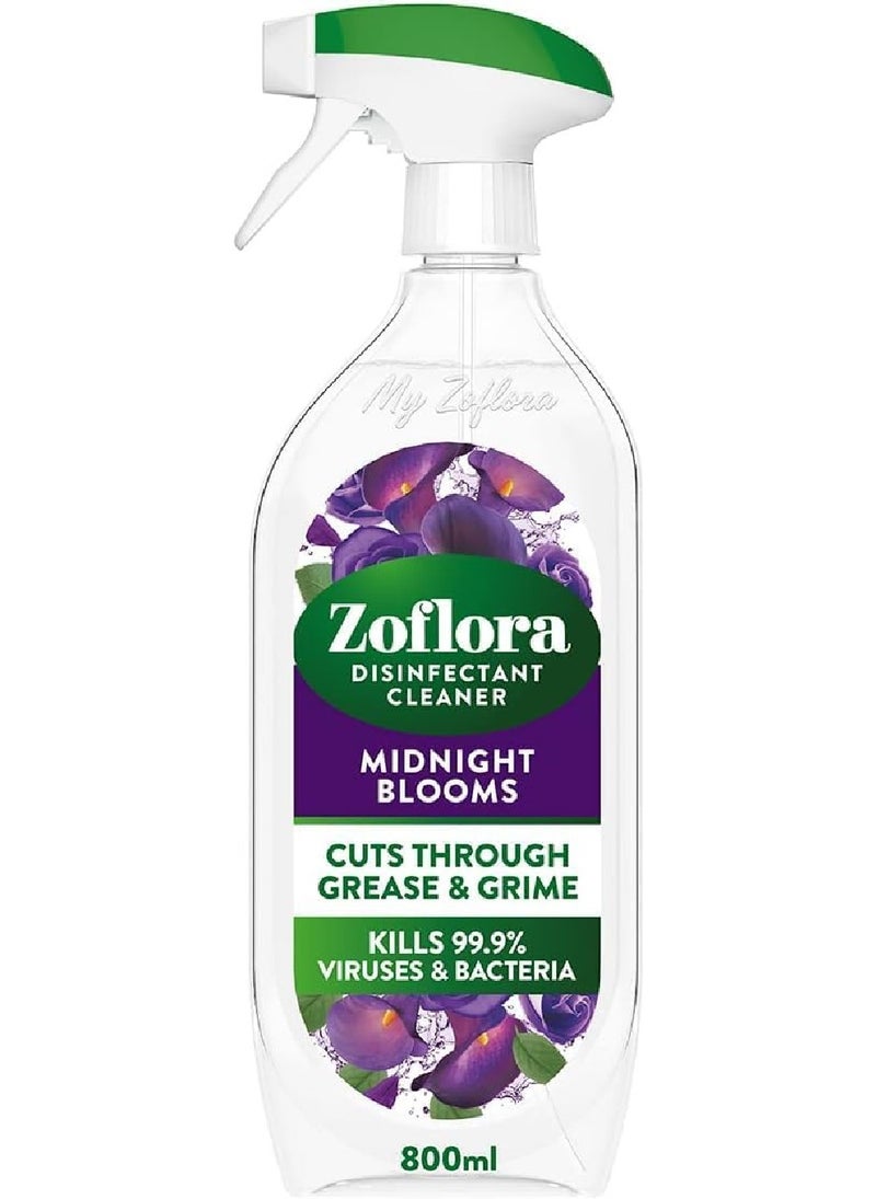 Zoflora 800 ml, Midnight Blooms Multi-Purpose Disinfectant Anti-bacterial Cleaner Spray, Cuts through Grease & Grime. - Image 1