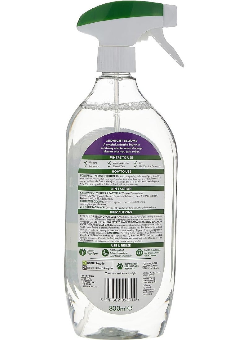 Zoflora 800 ml, Midnight Blooms Multi-Purpose Disinfectant Anti-bacterial Cleaner Spray, Cuts through Grease & Grime. - Image 2