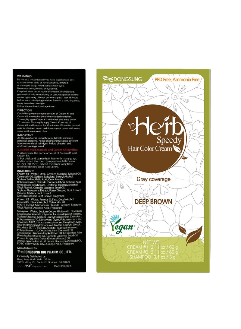 Herb Speedy Color Cream Hair Dye with Sun Protection Deep Brown 4.22 Ounce - Image 3