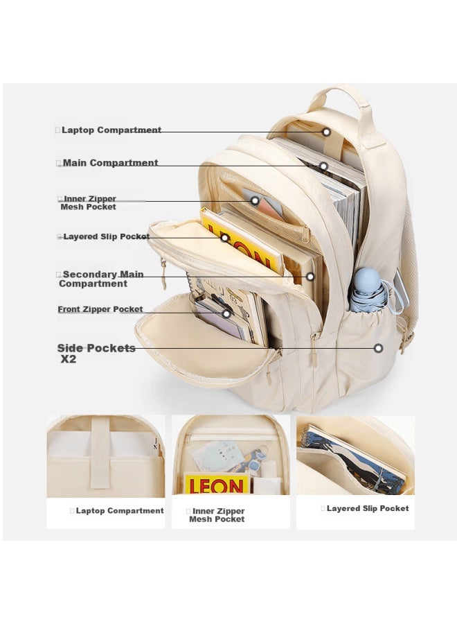 V.nine Men's Large Capacity Backpack 14/15.6 Inch Laptop Bag Travel Casual Student School Bag - Image 4