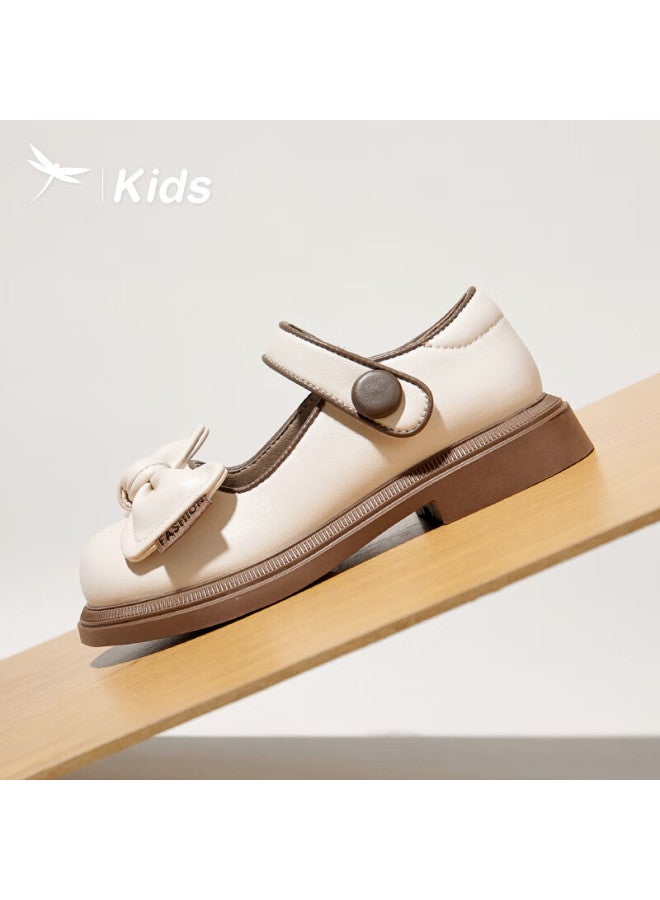 RED DRAGONFLY Hongqingting Children's Spring And Autumn New Style Shoes, Girls' Fashionable Versatile Bow-tie Mid-to Kids' Shallow Mouth Flats, Beige, Size 33 - Image 5