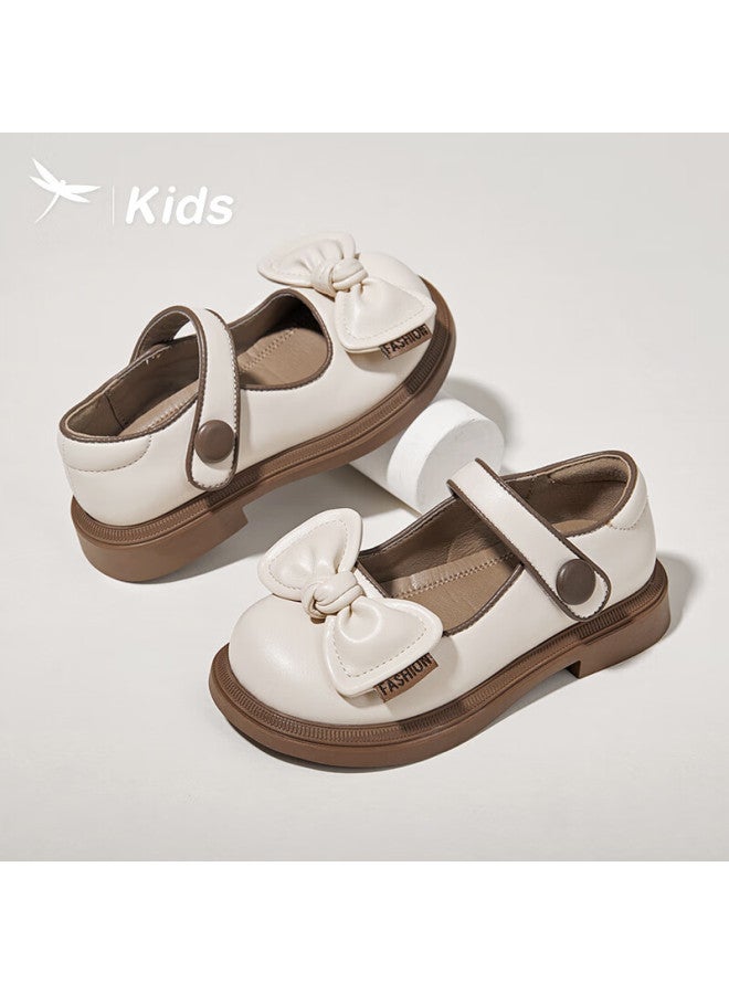 RED DRAGONFLY Hongqingting Children's Spring And Autumn New Style Shoes, Girls' Fashionable Versatile Bow-tie Mid-to Kids' Shallow Mouth Flats, Beige, Size 33 - Image 3