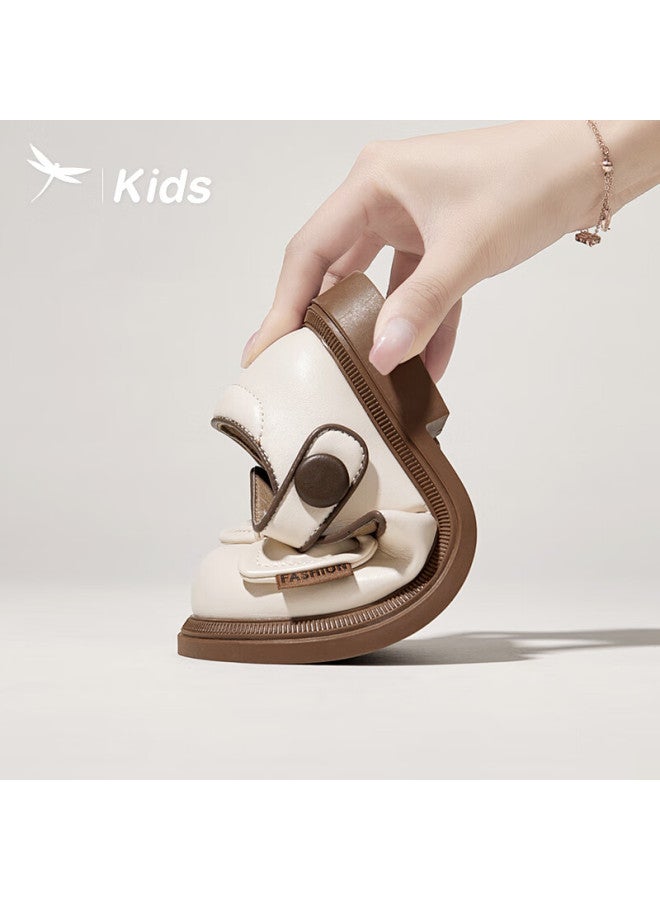 RED DRAGONFLY Hongqingting Children's Spring And Autumn New Style Shoes, Girls' Fashionable Versatile Bow-tie Mid-to Kids' Shallow Mouth Flats, Beige, Size 33 - Image 4