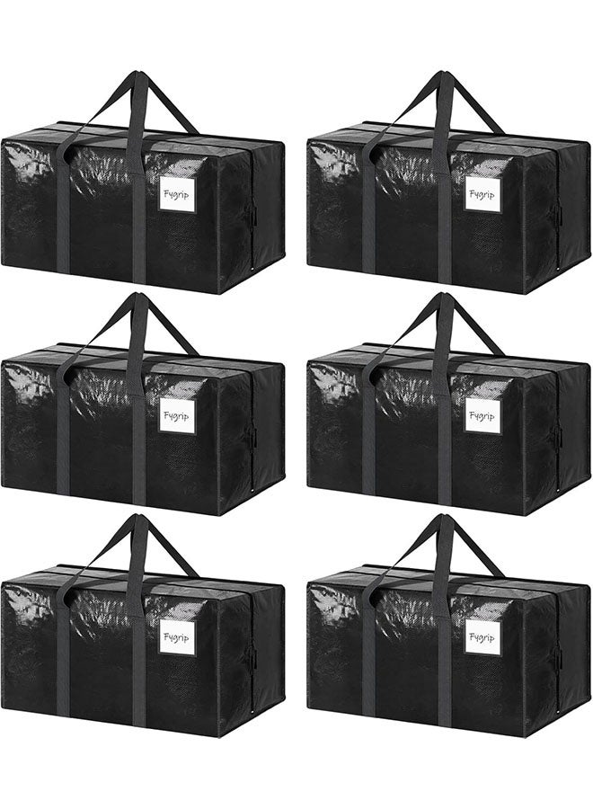 Arabest Extra Heavy Duty Large Moving Bags with Strong Zipper & Comfortable Handles, Sturdy & Durable Clothes Storage Bags Totes Bins, Packing Moving Boxes for College Supplies, Black(6 Pack)  - Image 1