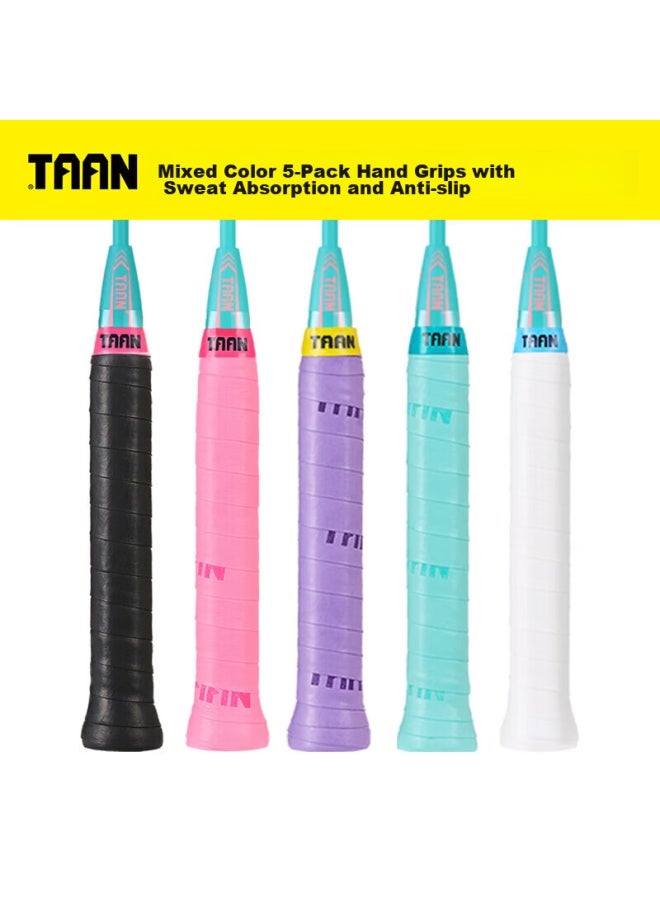 Taan شريط قبضة مضرب الريشة الطائرة، ماص للعرق، لزج قليلاً، 5 قطع Tw880 - Image 1