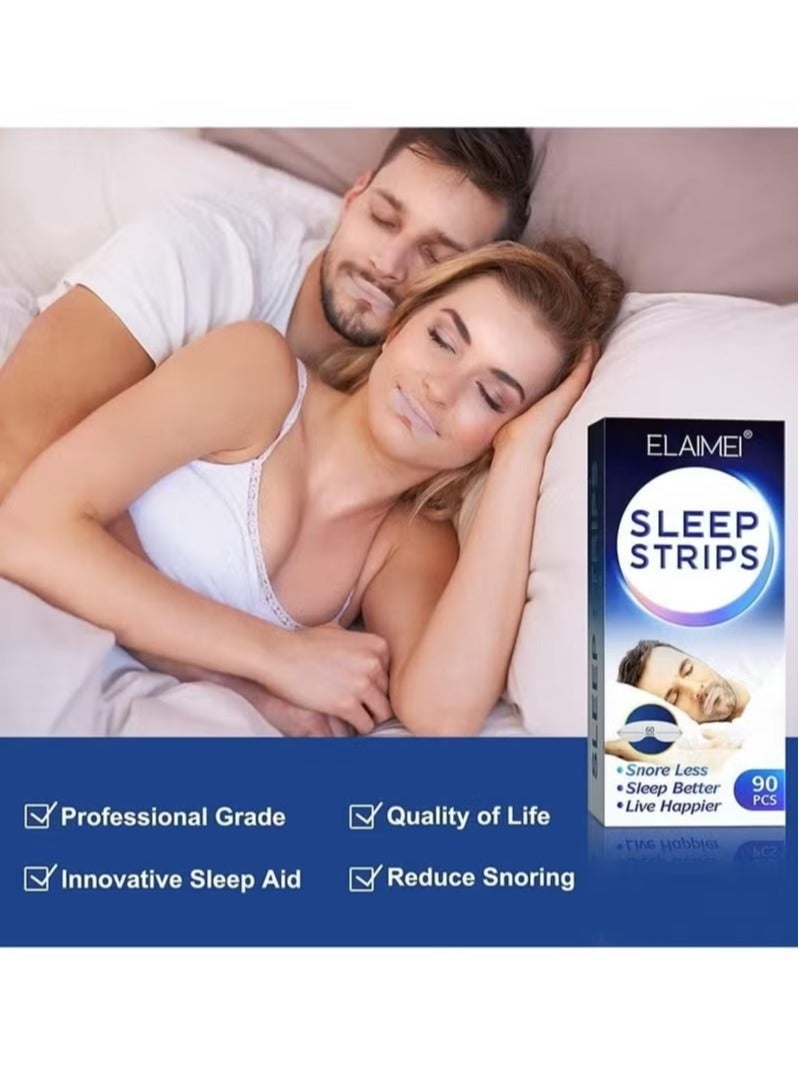 Elaimei Mouth Tape for Sleeping 90Pcs Sleep Mouth Strips for Less Mouth Breathing Advanced Gentle Mouth Strips for Nasal Breathing Improve Sleep Quality and Stop Snoring Solution Strips  - Image 2