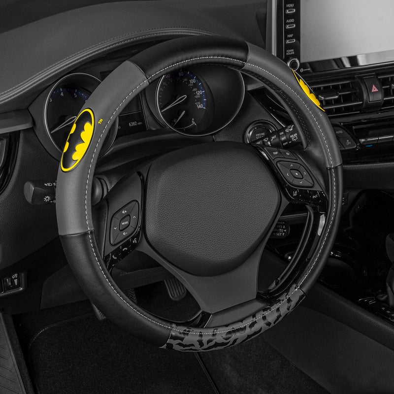 BDK Warner Bros DC Comics Batman Steering Wheel Cover - Ergonomic Grip, Universal Size 14.5-15.5 in, Protects and Insulates Your Wheel, Car Accessories for Car, Truck, Van, SUV - Image 1