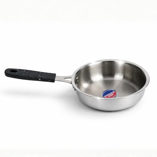 TOSAA TRIPLY MINI Fry PAN- 3-Ply Stainless Steel | Small Non-Stick Frying Pan | Induction & Gas Compatible,Mini Triply Fry Pan for Everyday Cooking | Non-Reactive Steel,Use for TADKA | 430 ml - Image 1