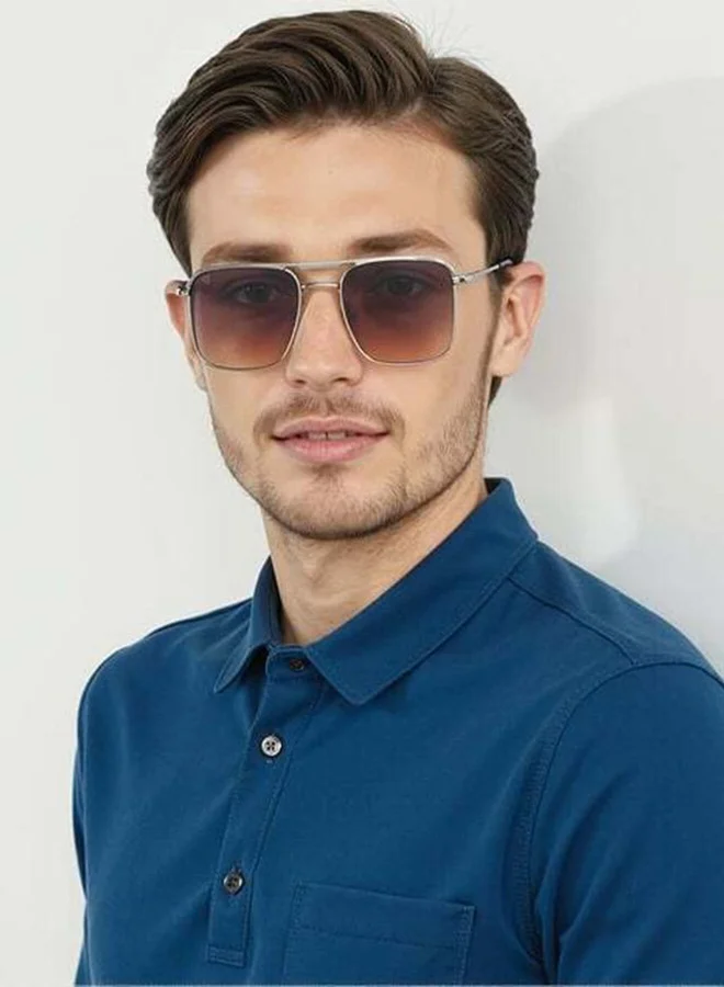 VINCENT CHASE Vincent Chase By Lenskart | Silver Dual Tone Full Rim Square | Economic Range | Branded Latest and Stylish Sunglasses | 100% UV Protected | Men & Women | Medium | VC S15800