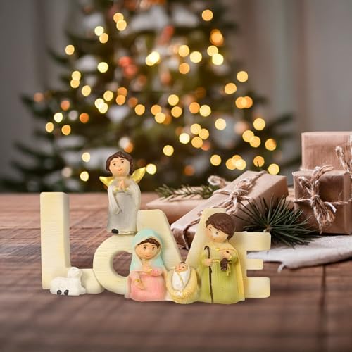 Spillbox Christmas Nativity Set|Joyful Holiday Décor|Holy Family|Nativity Scene Figurine|Manger Scene Christmas Indoor Decoration |Desktop Décor|Christmas Statue Ornaments for Home (13CM Love) - Image 4