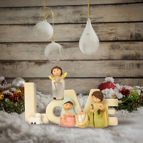 Spillbox Christmas Nativity Set|Joyful Holiday Décor|Holy Family|Nativity Scene Figurine|Manger Scene Christmas Indoor Decoration |Desktop Décor|Christmas Statue Ornaments for Home (13CM Love) - Image 1