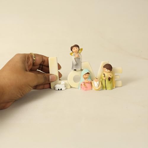Spillbox Christmas Nativity Set|Joyful Holiday Décor|Holy Family|Nativity Scene Figurine|Manger Scene Christmas Indoor Decoration |Desktop Décor|Christmas Statue Ornaments for Home (13CM Love) - Image 2