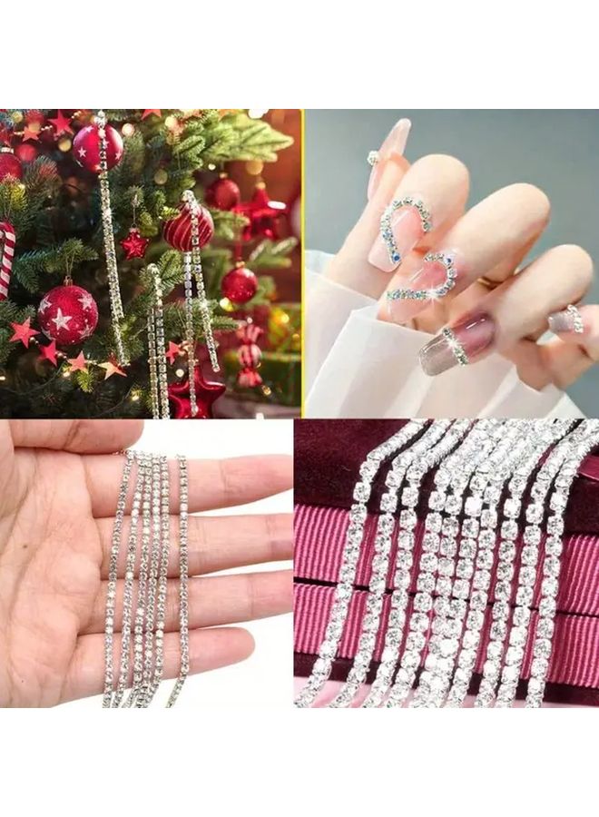 Crystal Rhinestone Chain Trim 10 Yards 2.5mm Bling Diamond Ribbon for Clothing Phone DIY Car Decoration Wedding Party Sewing Craft Sparkling Decorative Trim - Image 2