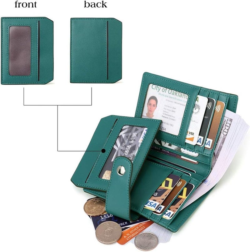 Bostanten Women Leather Wallet RFID Blocking Small Bifold Zipper Pocket Wallet Card Case Purse with ID Window - Image 2
