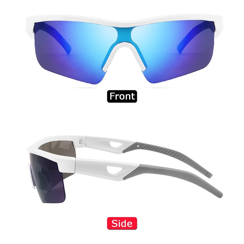 FEISEDY Kids Teens Baseball Polarized Sunglasses Sports TR90 Frame Boys Girls Cycling B2454 White/Blue - Image 3