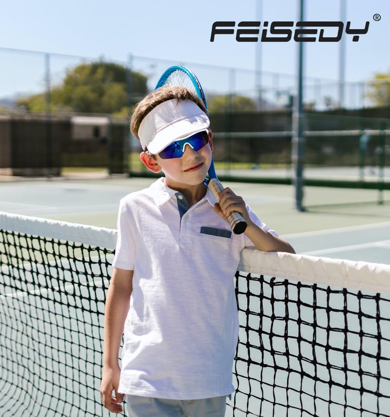 FEISEDY Kids Teens Baseball Polarized Sunglasses Sports TR90 Frame Boys Girls Cycling B2454 White/Blue - Image 4