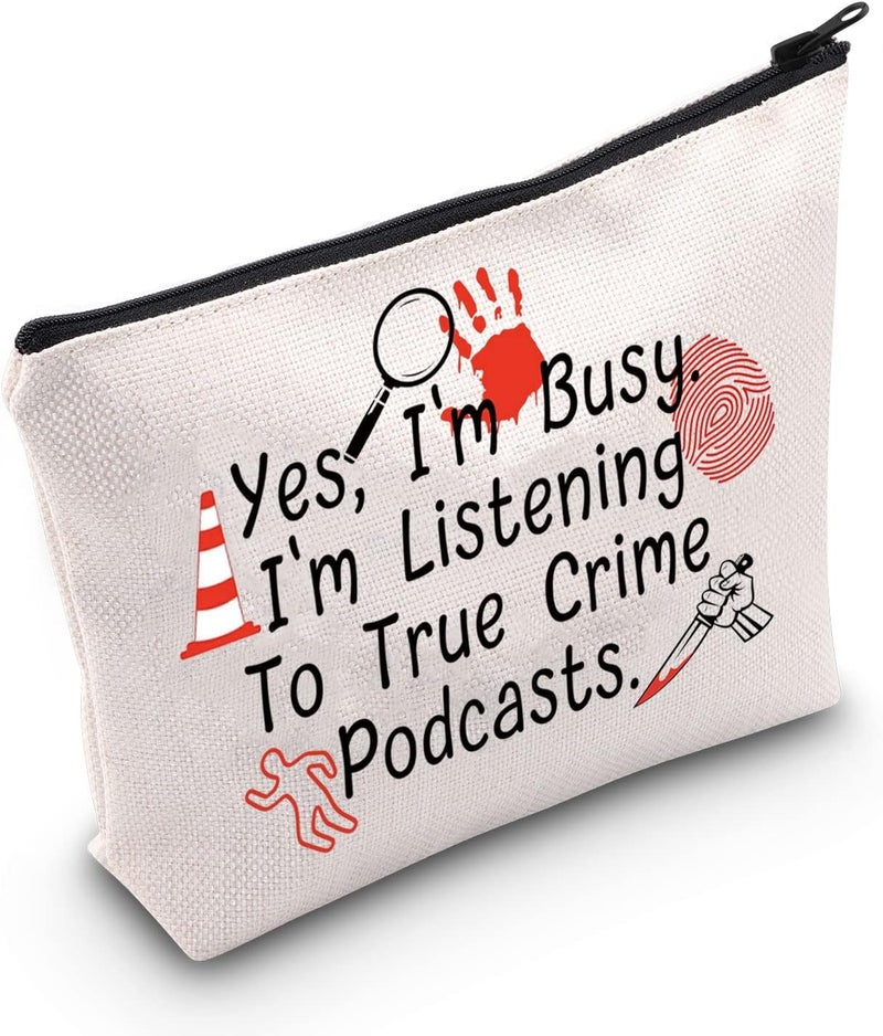 POFULL POFULL True Crime Podcasts Makeup Bag True Crime Podcast Junkie Gifts Crime Junkie Merch (Yes, I'm Busy bag) 
