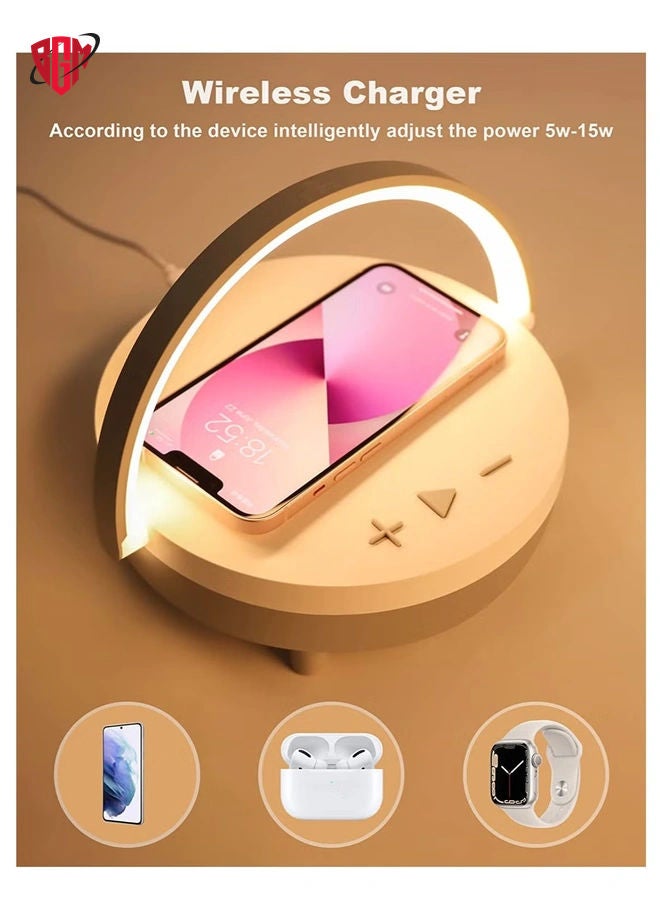 BGM LED Night Light Table Lamps, Music Lamp Wireless Charger Portable Bluetooth Speaker Touch Lamp, Portable Bluetooth Speaker, Wireless Charging Nightstand Lamp ,Birthday Gifts for Women, Men, Dad, Mom  - Image 3